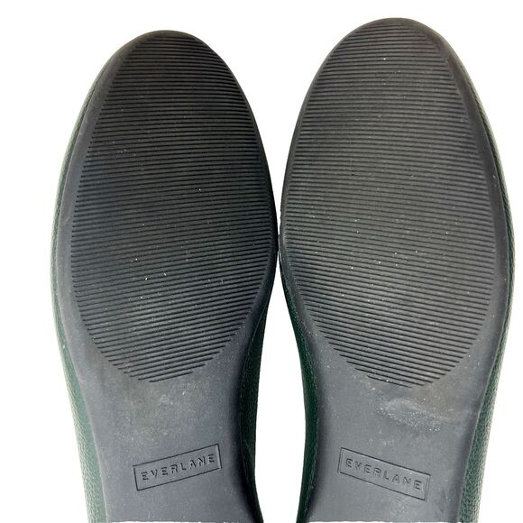 Everlane The Italian Leather Day Glove Flats Womens Size 8 Dark Green Shoes - Picture 13 of 14